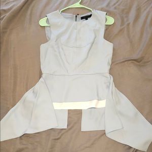 BCBGMAXAZRIA light blue and white shirt.